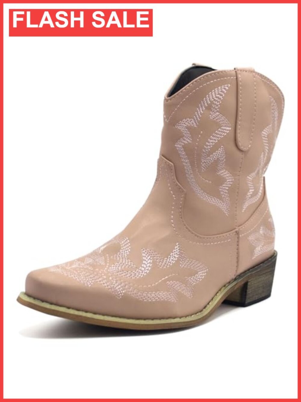 Women's Cowboy Ankle Boots Pointed Toe Chunky Heel Embroidered Western Booties
